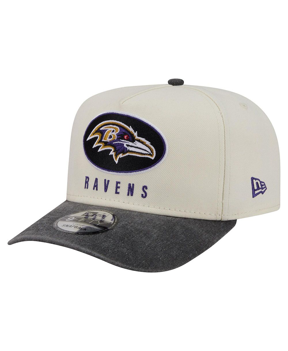 New Era Men's Cream/Black Baltimore Ravens Washed A-Frame 9FIFTY Snapback Hat
