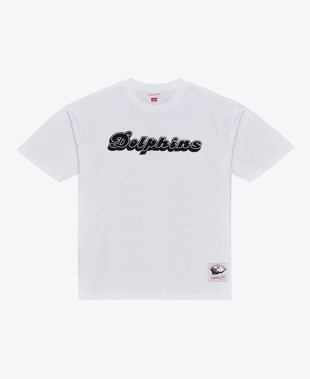 Мужская футболка Mitchell & Ness White Miami Dolphins Monochrome