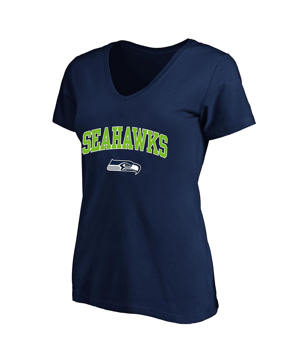 Fanatics Women's College Navy Seattle Seahawks Plus Size Arch Over Logo V-Neck T-Shirt