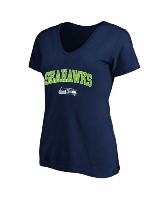 Fanatics Women's College Navy Seattle Seahawks Plus Size Arch Over Logo V-Neck T-Shirt