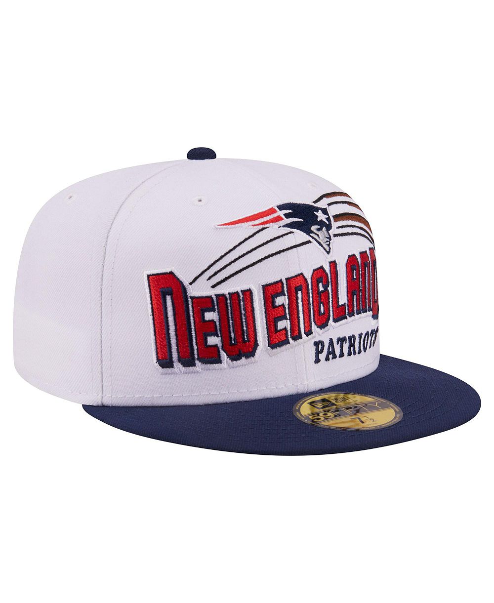 Кепка New Era Men's White/Navy New England Patriots Retro Swoop 59FIFTY Fitted