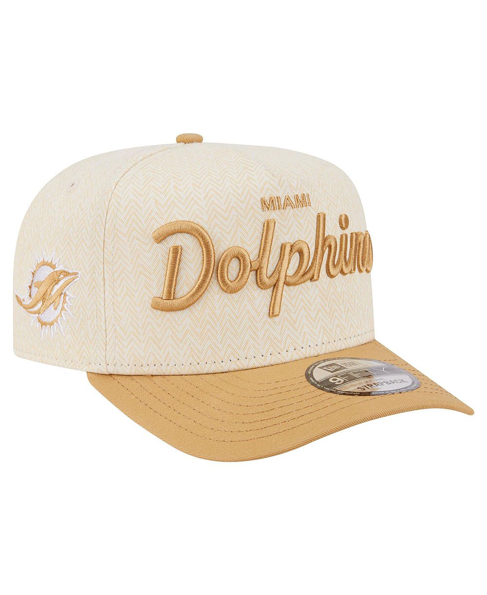 Мужская кепка New Era Cream Miami Dolphins Herringbone 9FIFTY A-Frame Snapback