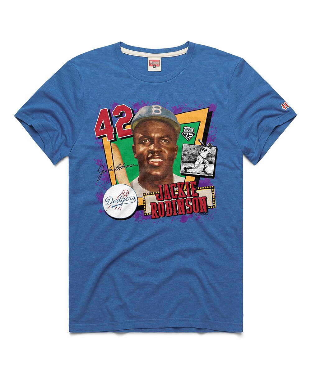 Homage Men's Jackie Robinson Royal Los Angeles Dodgers Topps 75 Remix Graphic T-Shirt