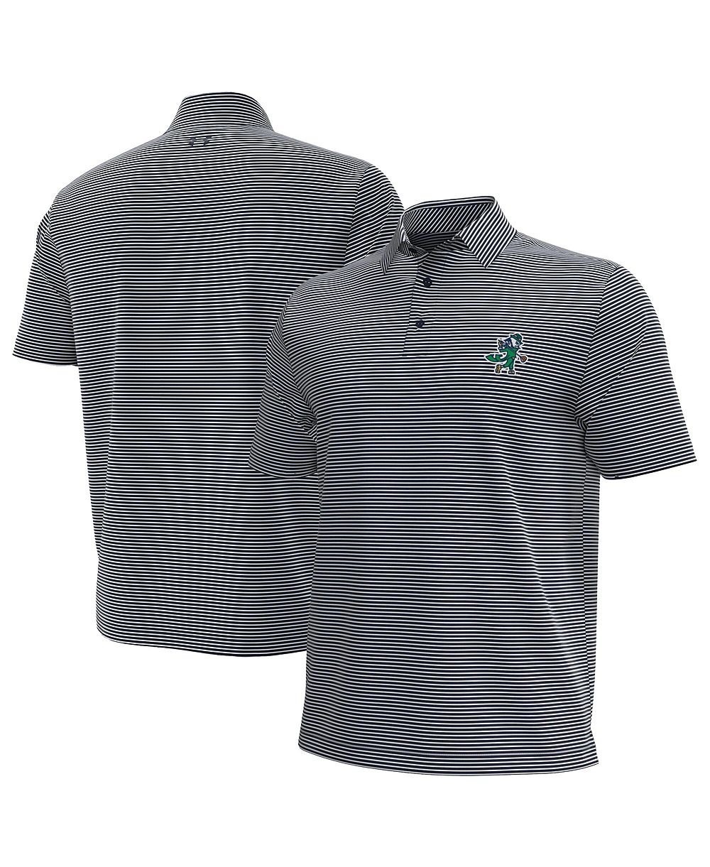 Under Armour Men's Navy/White Notre Dame Fighting Irish Golf Leprechaun Aura Stripe Polo Shirt