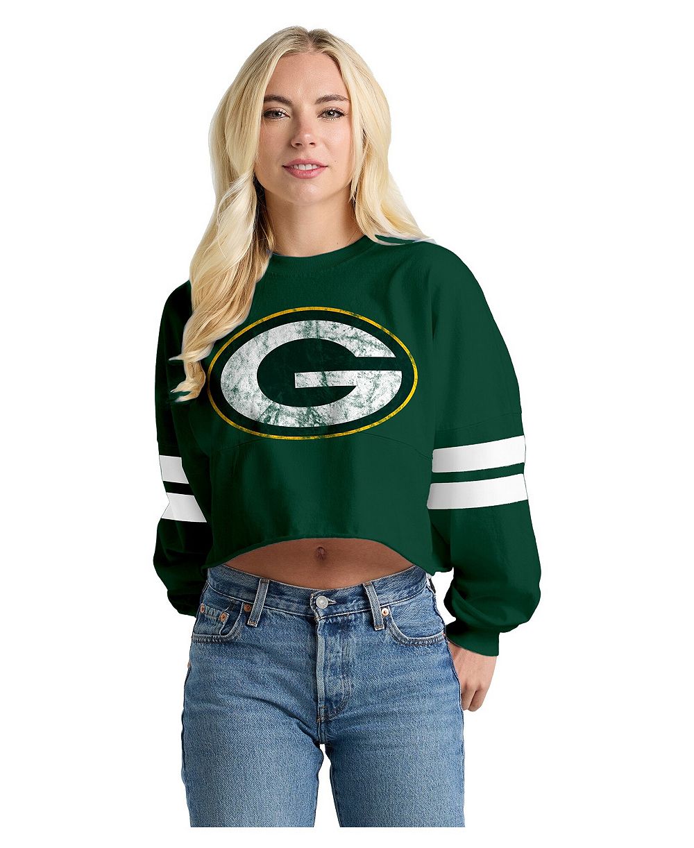 Женская укороченная футболка Spirit Jersey Green Bay Packers с длинным рукавом
