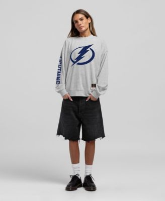 Mitchell & Ness Women's Heather Gray Tampa Bay Lightning Core 3-Hit Oversized Sweatshirt