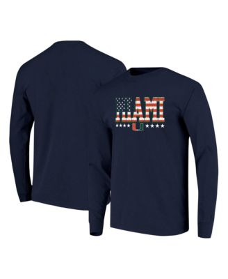 Мужская футболка Image One Men's Navy Miami Hurricanes Tall Type Flag Long Sleeve