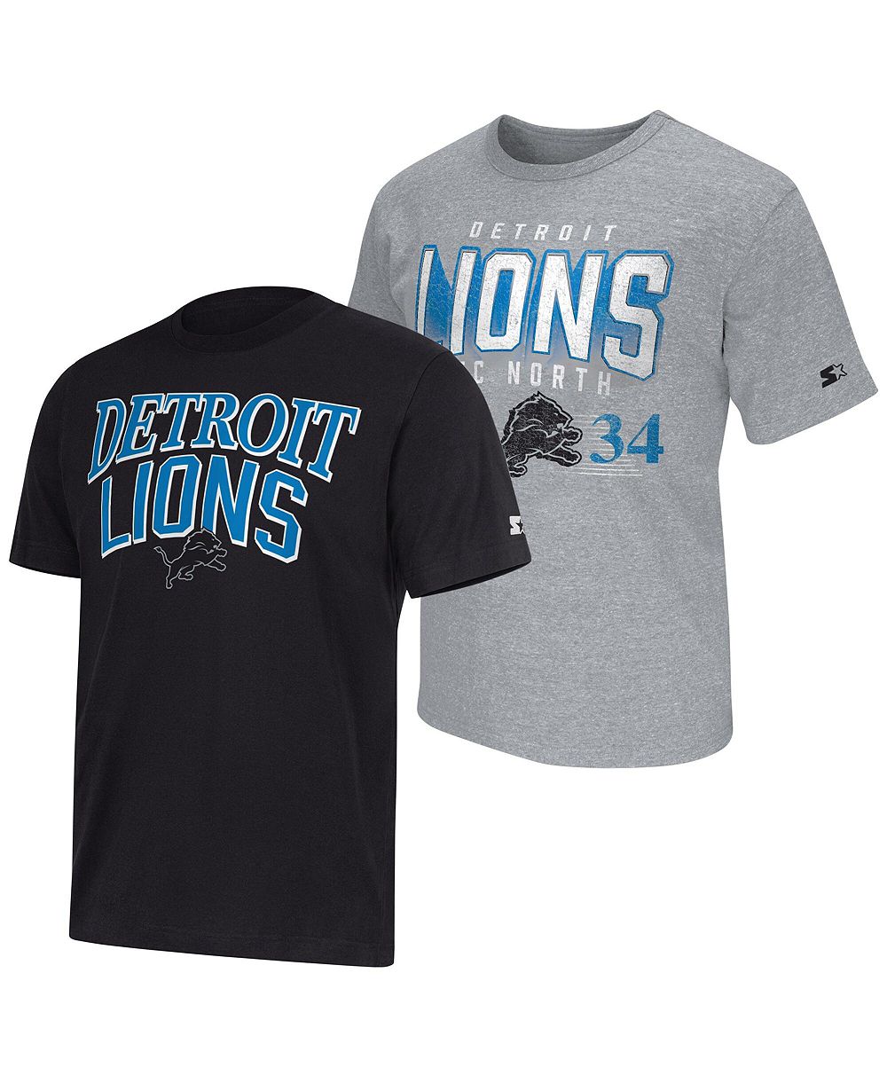 Мужская футболка Starter Black/Gray Detroit Lions Throwback Logo (2-pack)