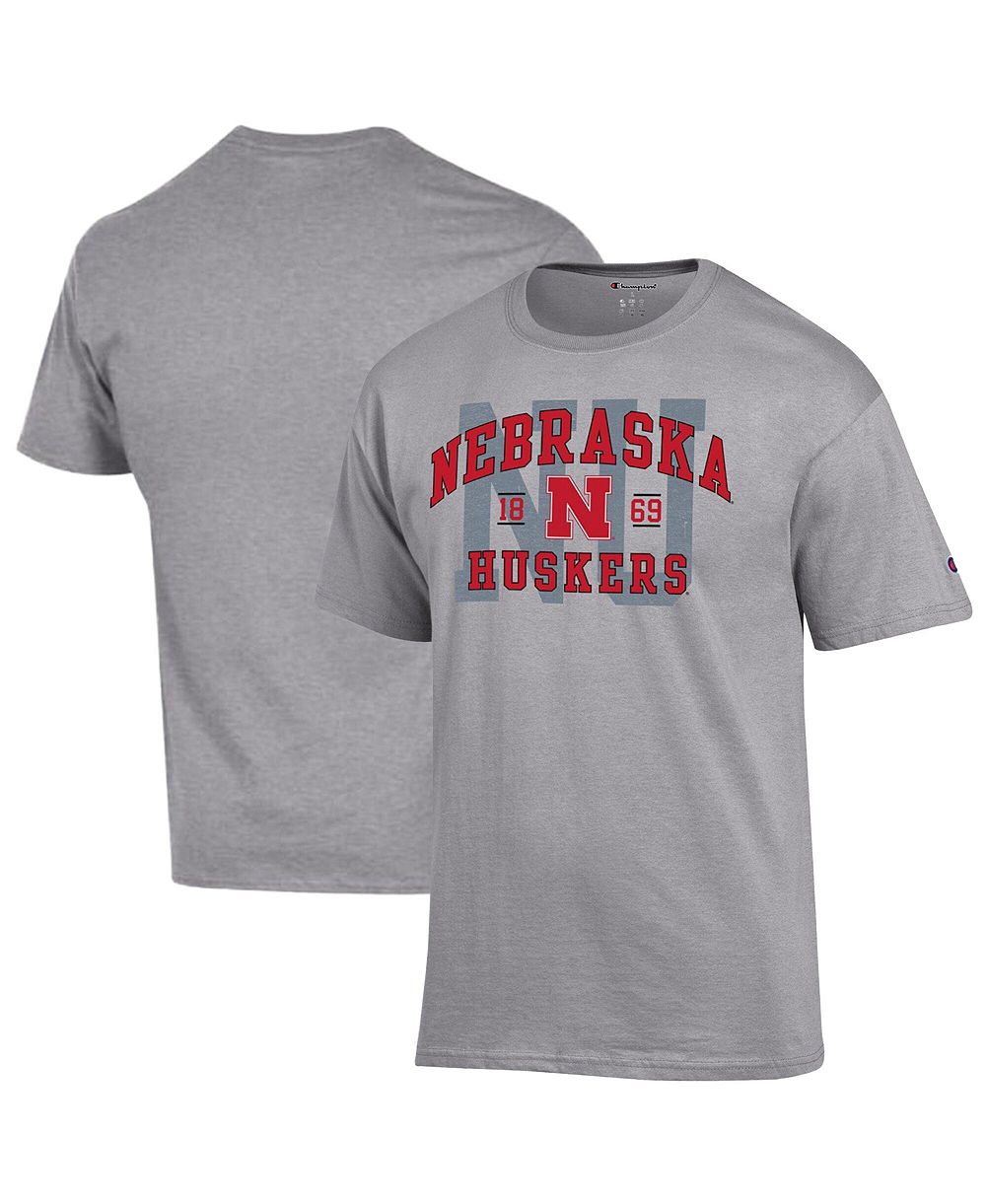 Мужская футболка Champion Heather Gray Nebraska Huskers Varsity