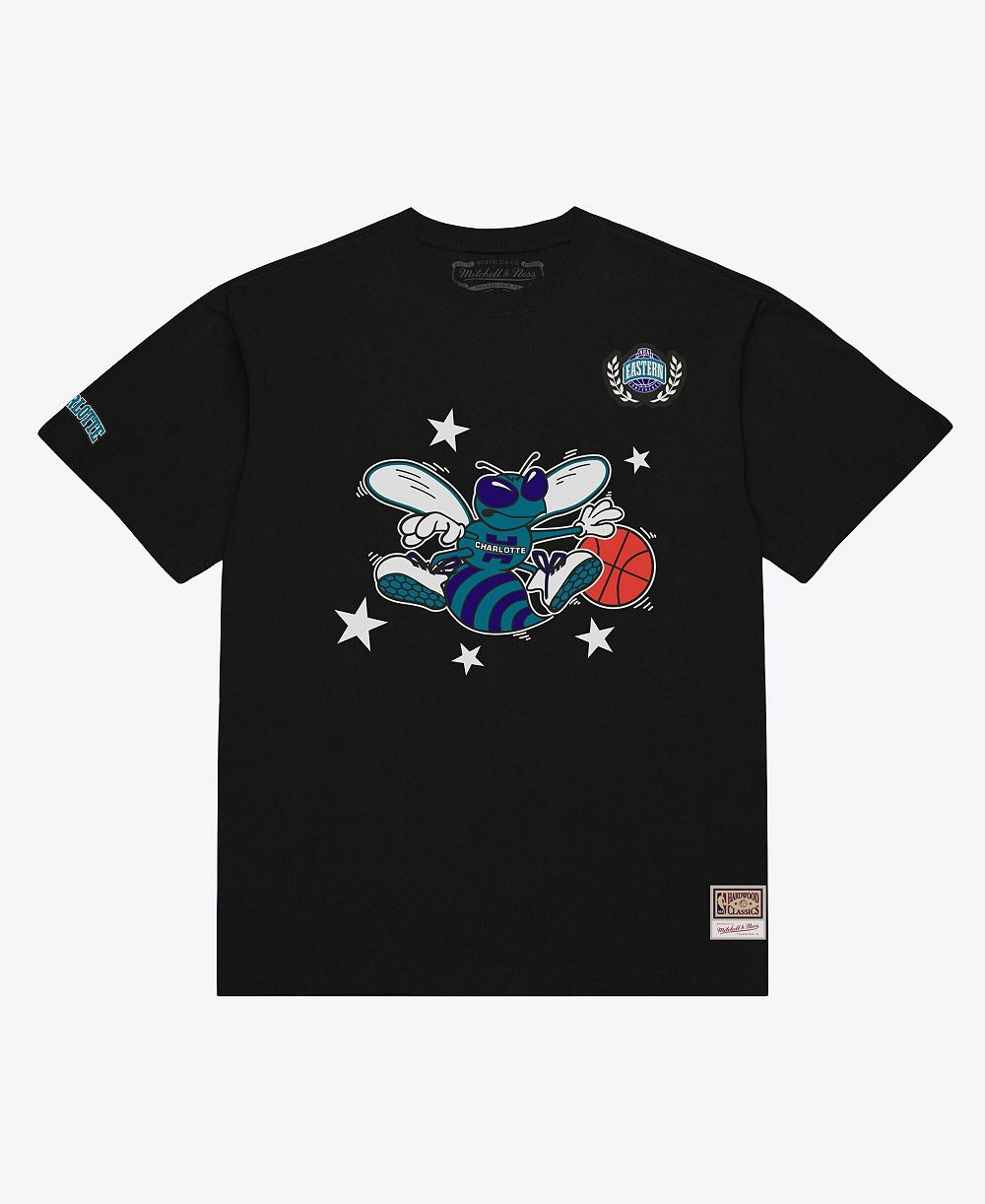 Mitchell & Ness Мужская черная футболка Charlotte Hornets Pep Rally Premium