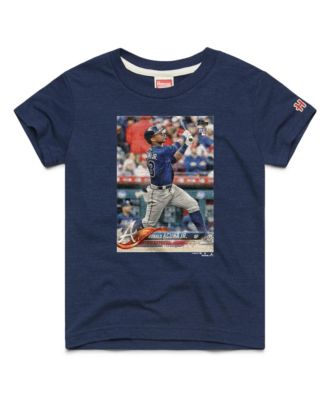 Homage Детская и взрослая футболка Tri-Blend Ronald Acuña Jr. Navy Atlanta Braves Topps Baseball Card