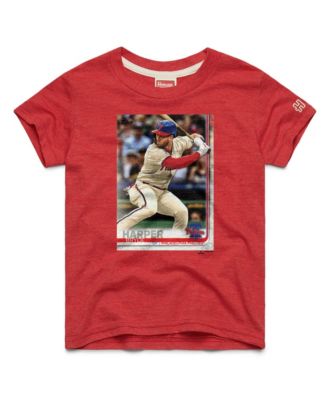 Homage Tri-Blend футболка Bryce Harper Red Philadelphia Phillies Topps Baseball Card для мальчиков и девочек