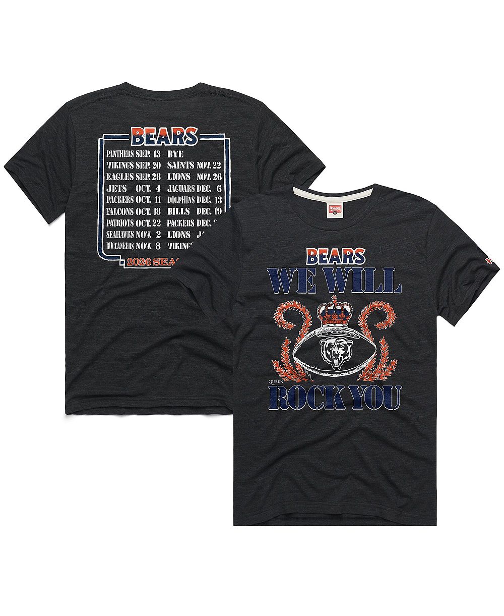 Homage Men's and Women's Charcoal Chicago Bears 2026 NFL Schedule Queen Tri-Blend T-Shirt