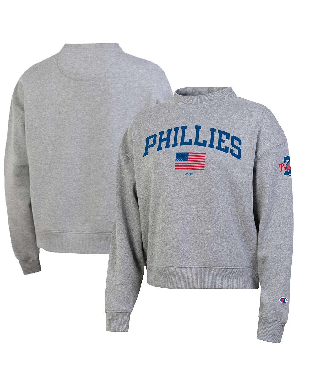 Женское серое свитшот Champion Philadelphia Phillies Americana Triumph Fleece Tri-Blend
