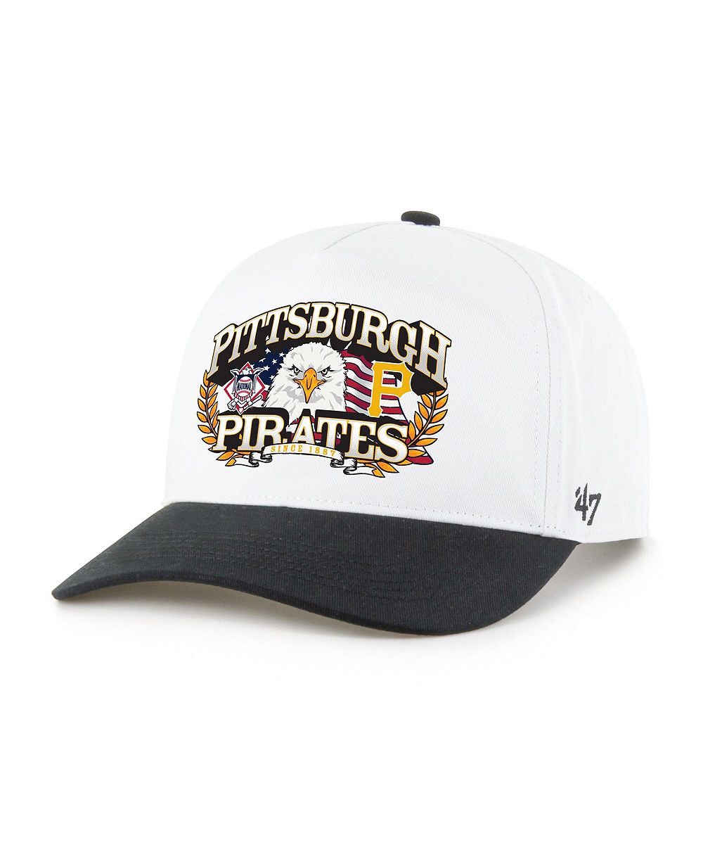 '47 Brand Men's White/Black Pittsburgh Pirates Americana Eagle Hitch Adjustable Hat
