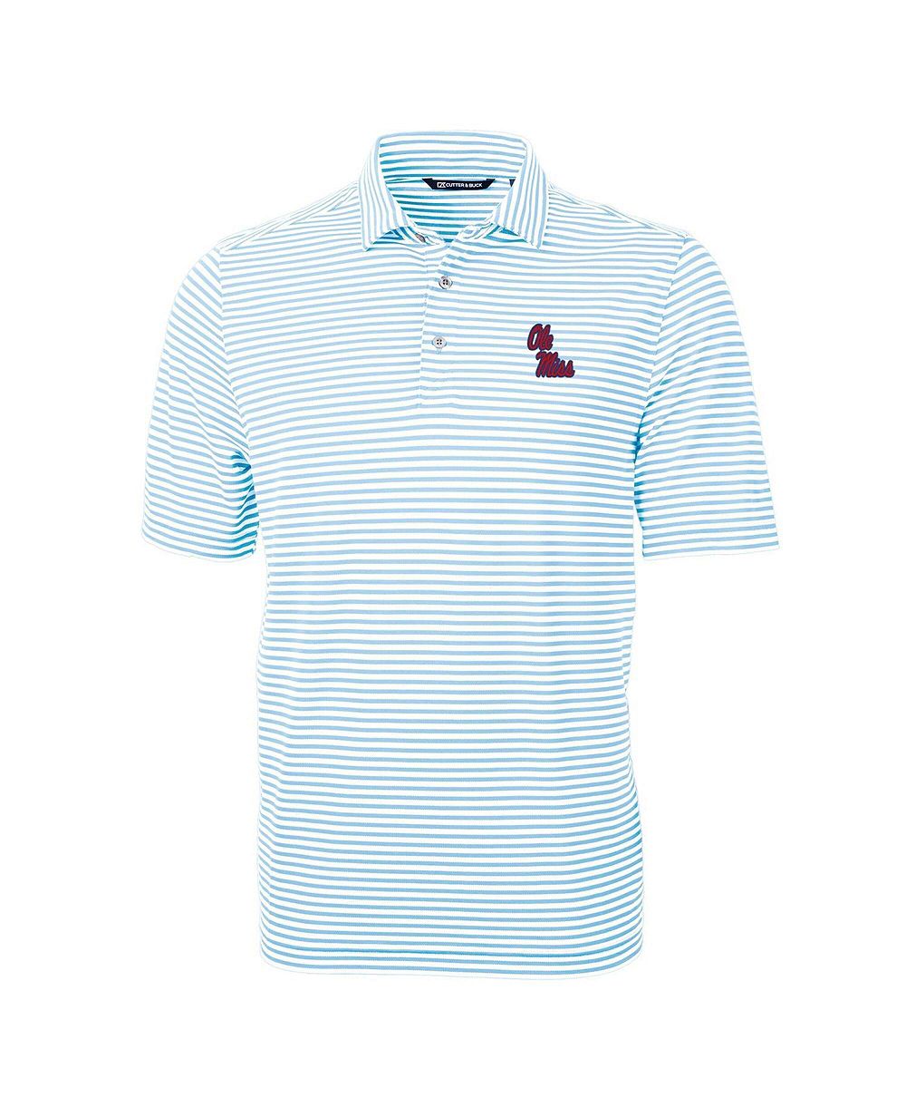 Мужская рубашка-поло Cutter & Buck Ole Miss Rebels Virtue Eco Pique Stripe светло-голубая