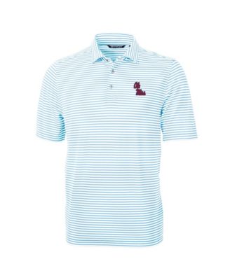 Мужская рубашка-поло Cutter & Buck Ole Miss Rebels Virtue Eco Pique Stripe светло-голубая