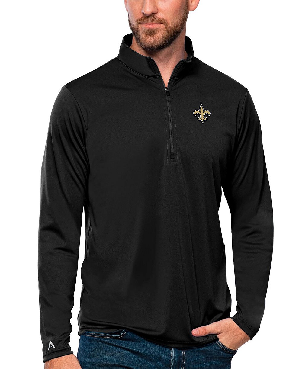 Antigua Мужской легкости пуловер на молнии 1/4 Quarter-Zip, черный, New Orleans Saints Tribute