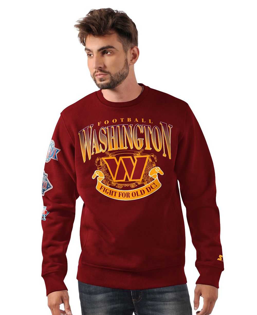 Мужской свитшот Starter Burgundy Washington Commanders Fight On Knit Crewneck