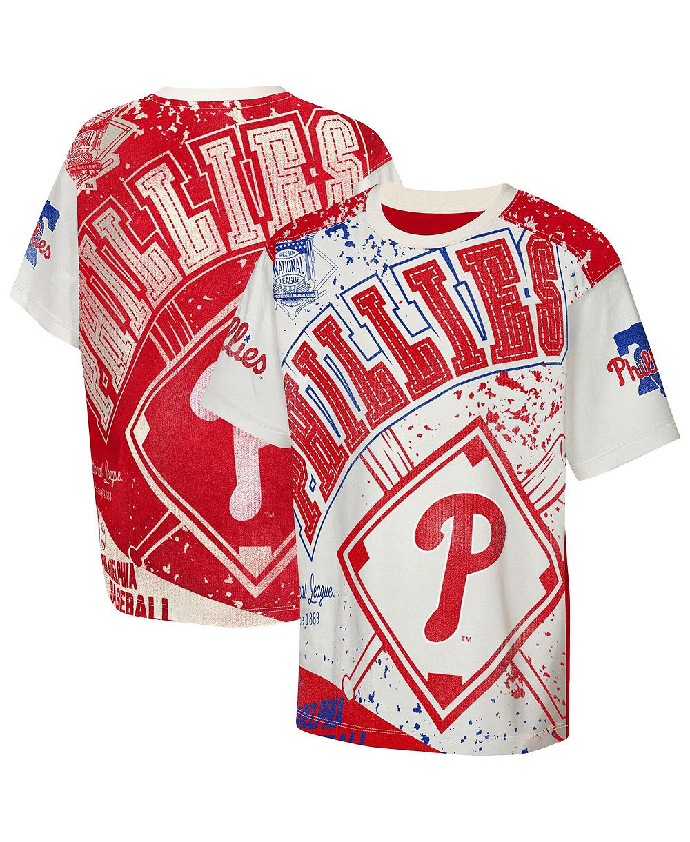 Детская футболка Outerstuff Philadelphia Phillies Big League Top, кремовая, с принтом по всей поверхности