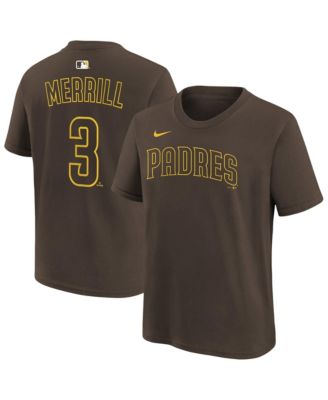 Nike Big Boys and Girls Jackson Merrill Brown San Diego Padres Name & Number T-Shirt