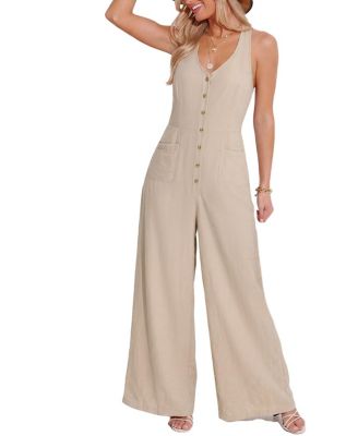 Cupshe Women's Sleeveless Button-Front Blend Jumpsuit