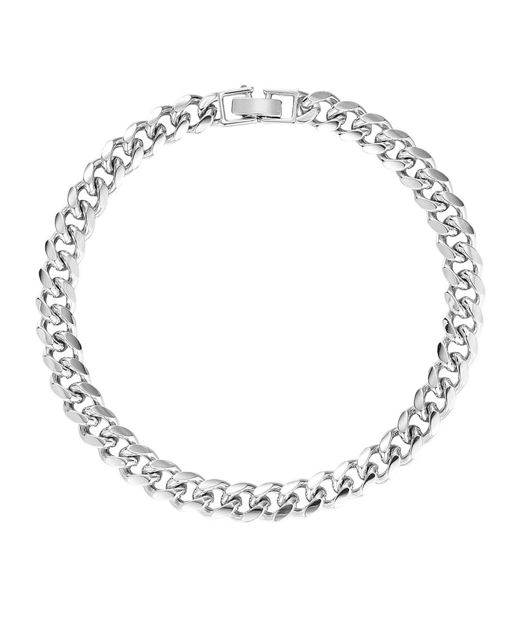 ADORNIA Silver Chunky Curb Link Chain Anklet