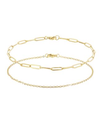 ADORNIA Tarnish Resistant Gold Set of 2 Chain Anklets