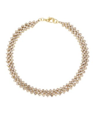 ADORNIA Gold Edgy Curb Crystal Chain Anklet
