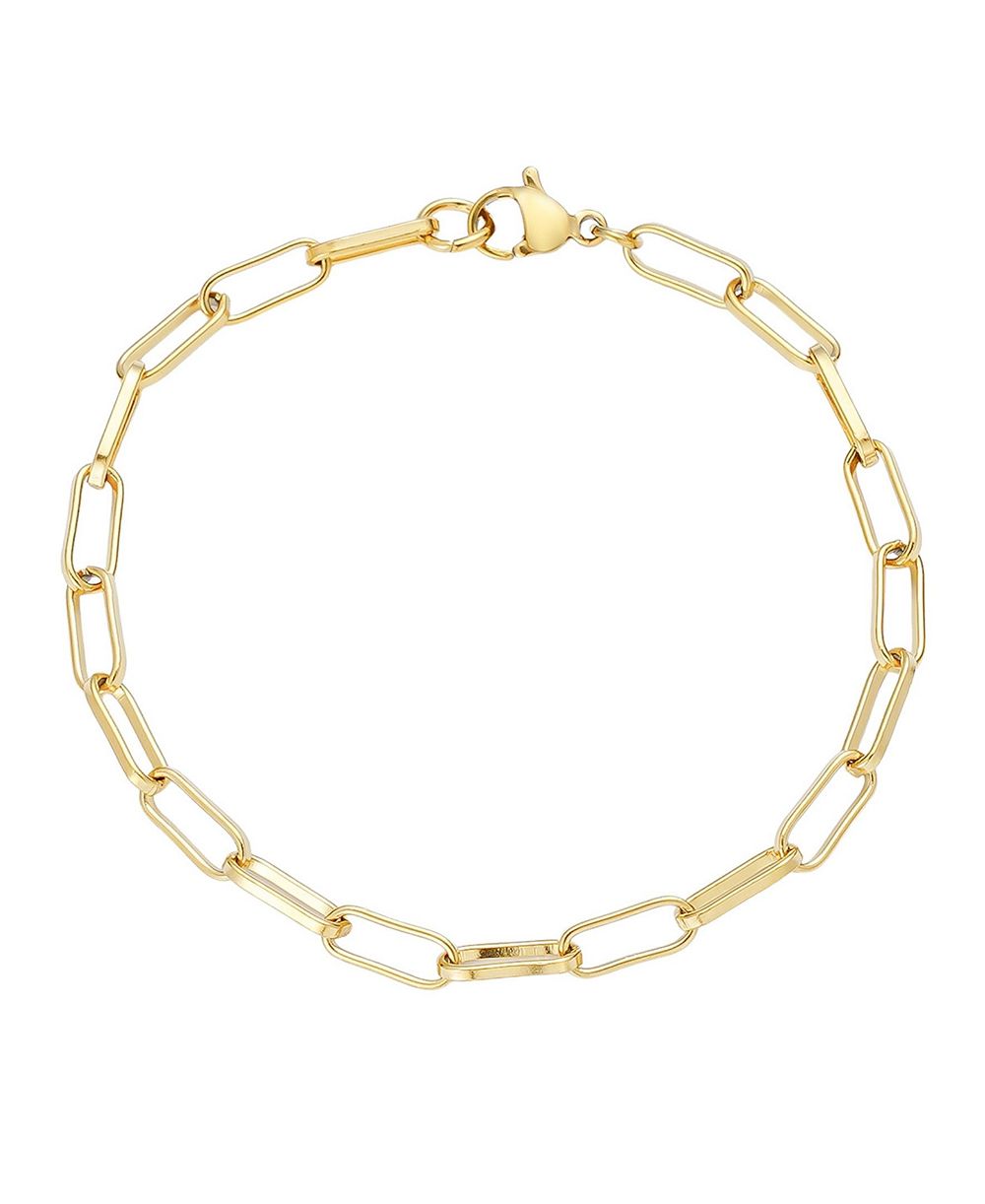 ADORNIA Tarnish Resistant Gold Paperclip Chain Bracelet