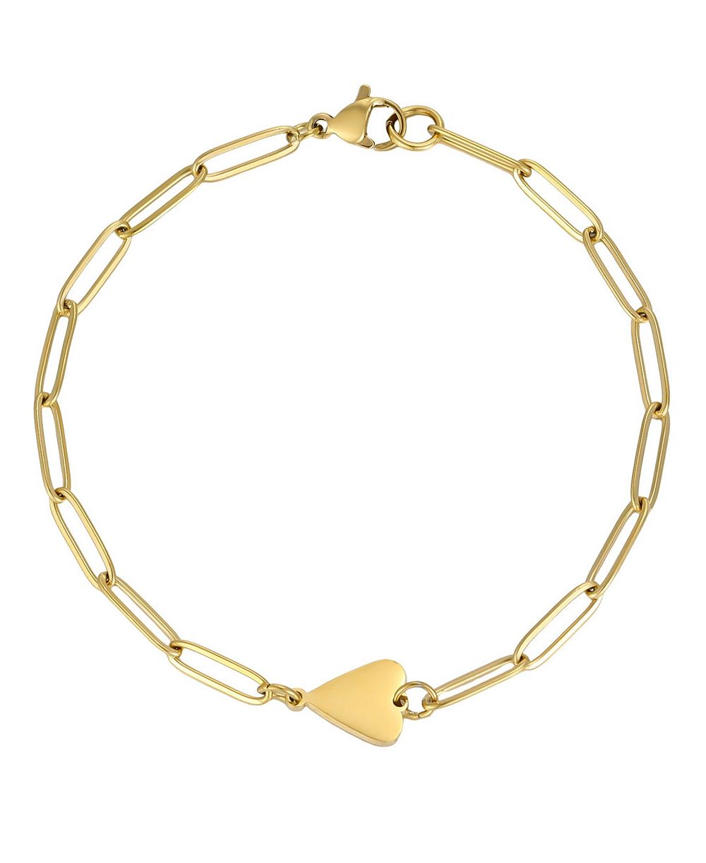 ADORNIA Tarnish Resistant Gold Sideways Heart Paperclip Chain Bracelet