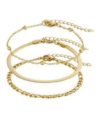 ADORNIA Tarnish Resistant Gold Set of 3 Chain Bracelets