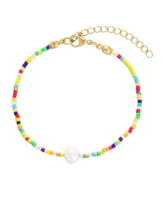 ADORNIA Natural Freshwater Pearl Color Bead Bracelet