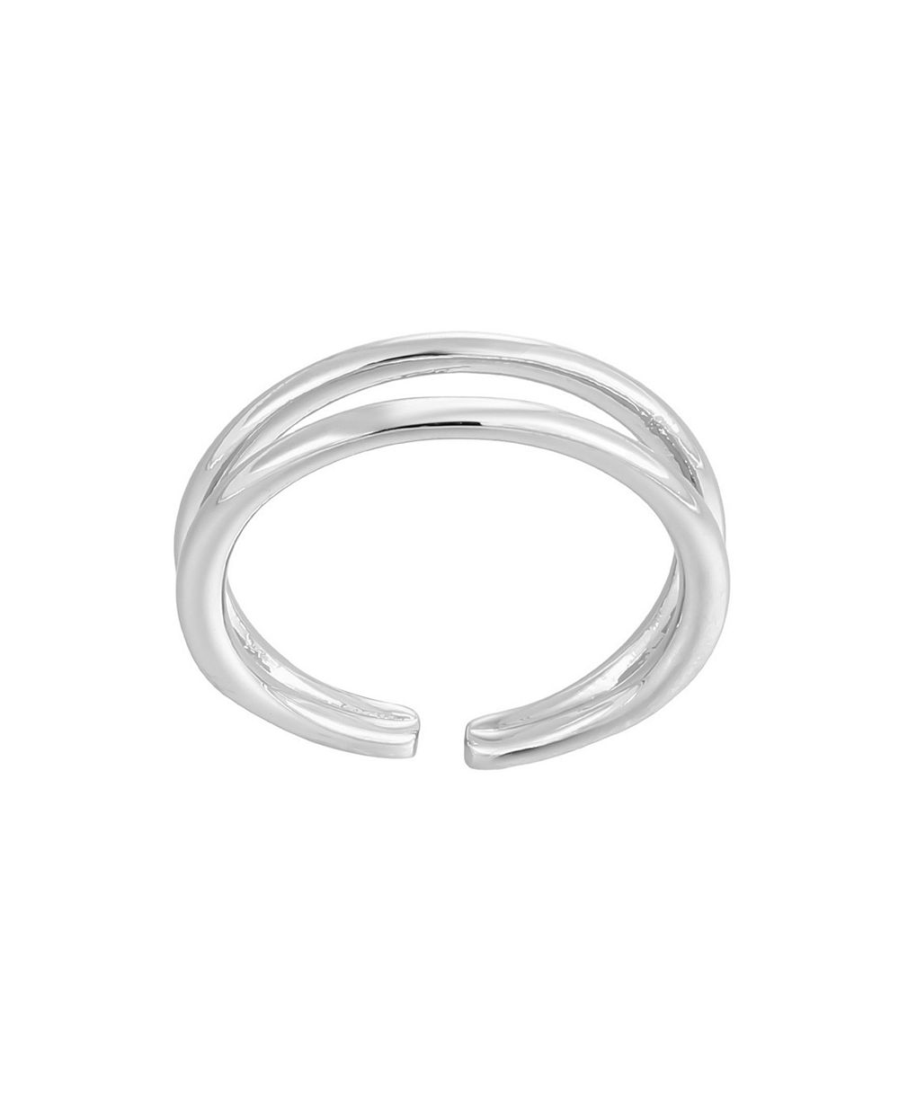 Регулируемое кольцо для пальца ADORNIA Silver-Plated Double Line