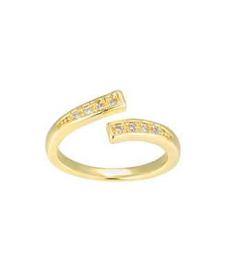 ADORNIA Gold Cubic Zirconia Floating Bands Open Adjustable Toe Ring