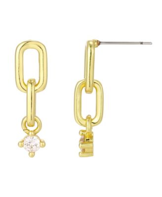 ADORNIA Gold Mini Paperclip Link Cubic Zirconia Drop Earrings