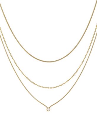 ADORNIA Tarnish Resistant Gold Set of 3 Connected Necklace