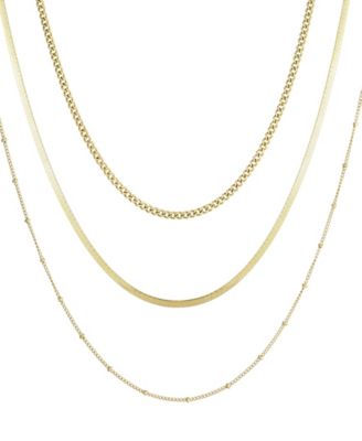 ADORNIA Tarnish Resistant Gold Set of 3 Chain Necklace