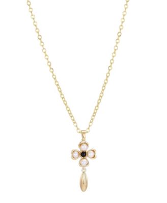 Подвеска ADORNIA Gold Natural Freshwater Pearl Inlay Flower