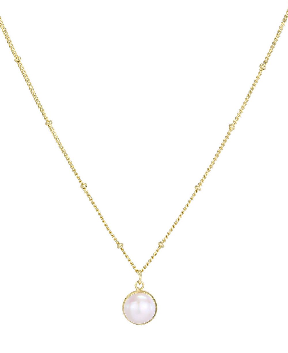 Подвеска-ожерелье ADORNIA Gold Natural Freshwater Pearl Button