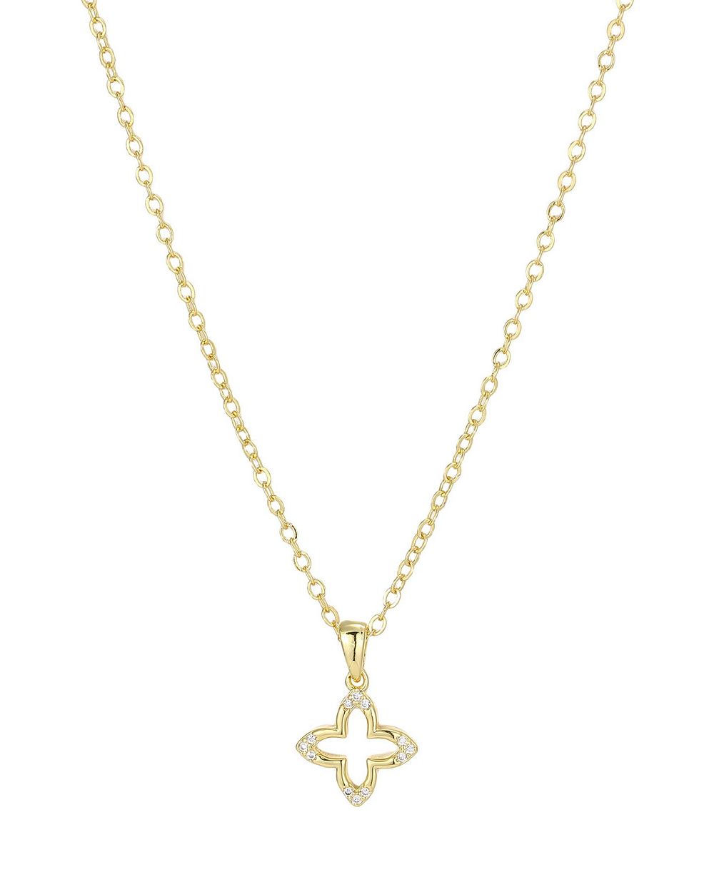 Ожерелье ADORNIA Gold Cubic Zirconia Pointed Clover Outline