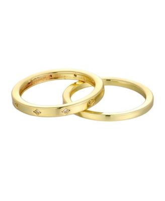 ADORNIA Gold Cubic Zirconia Star Eternity Band and Plain Band Set