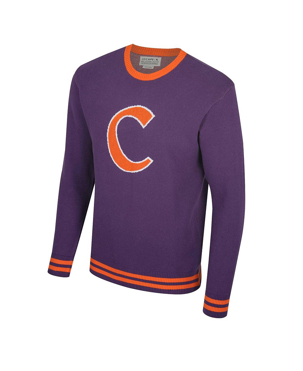 Uscape Apparel Свитер Uscape Apparel Men's and Women's Purple Clemson Tigers Renew Knit Vintage Pullover