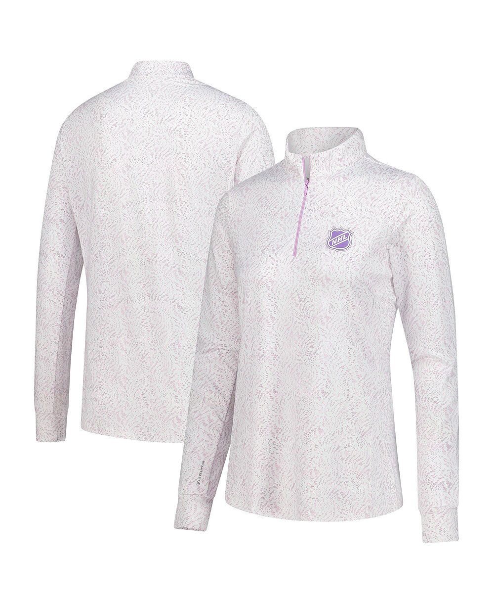 Женская футболка LevelWear Purple 2024 NHL Hockey Fights Cancer Quarter-Zip Pullover