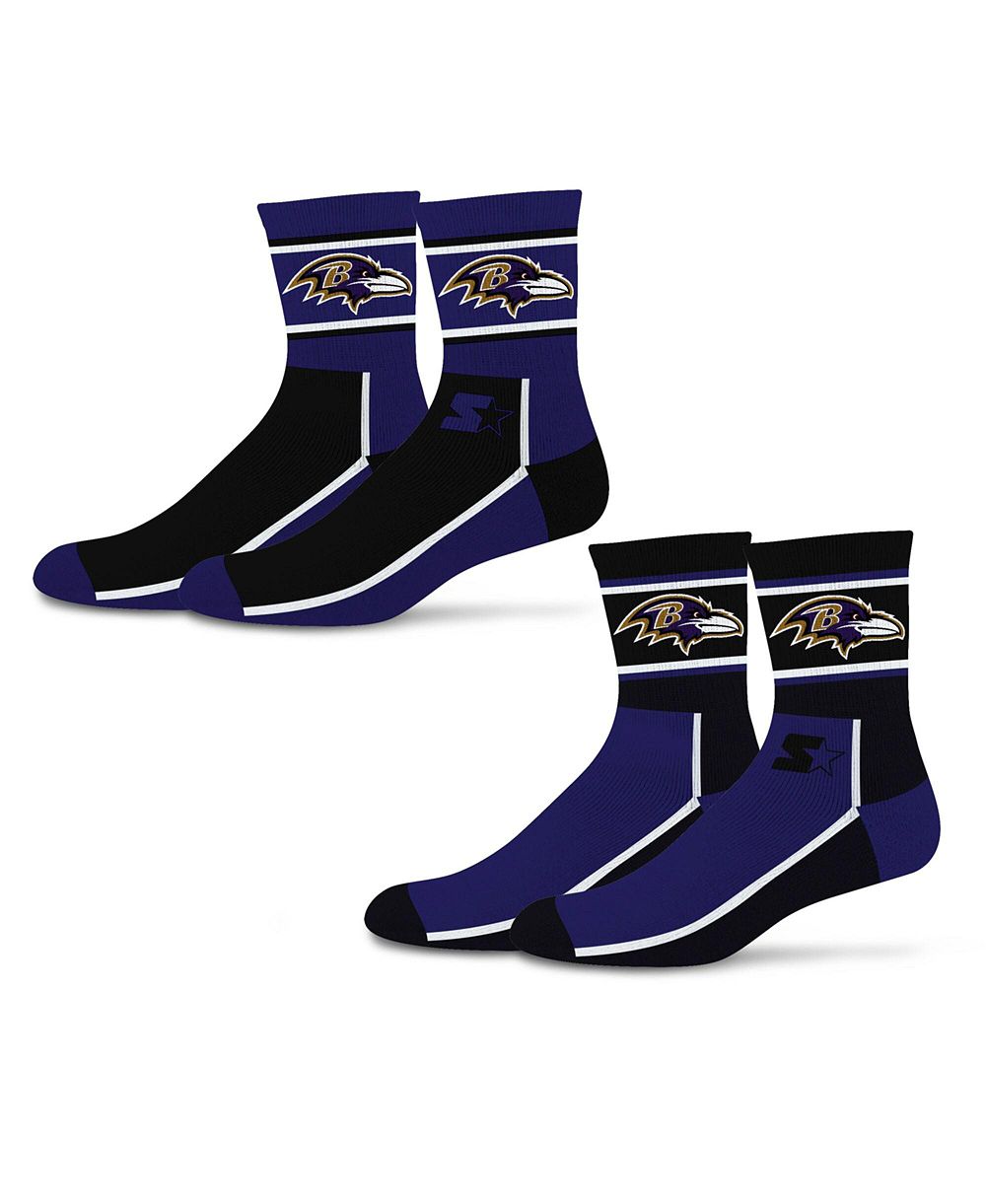 Мужские и женские носки Starter 2-Pack Baltimore Ravens, черные/фиолетовые