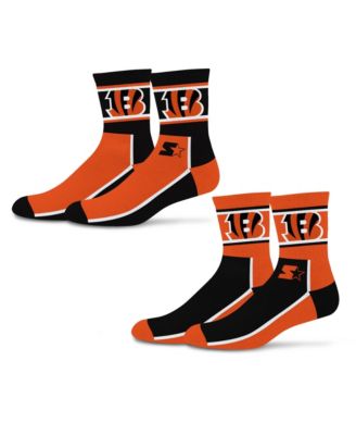 Starter Мужские и Женские носки Cincinnati Bengals, набор 2 шт., черный/оранжевый