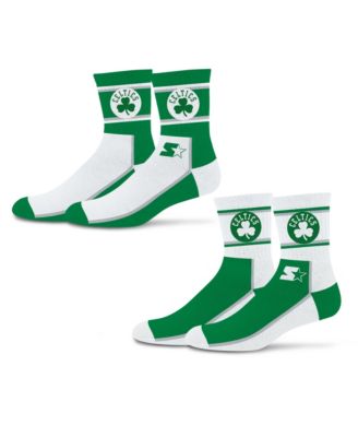 Мужские и женские носки Starter 2-Pack Kelly Green/White Boston Celtics Double Color Block Mid-Crew