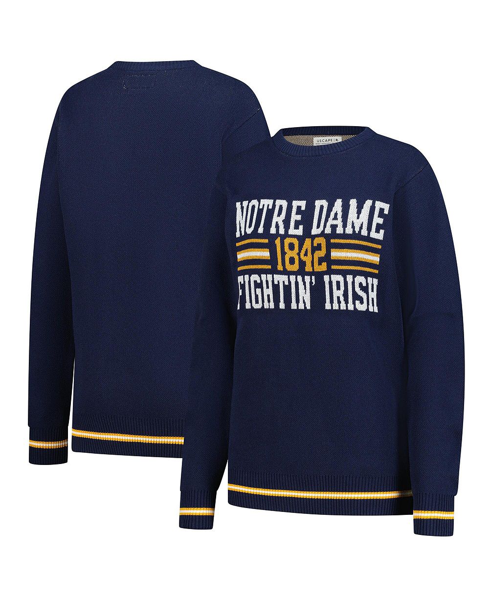 Uscape Apparel Мужской и Женский винтажный вязаный свитер Notre Dame Fighting Irish в темно-синем цвете