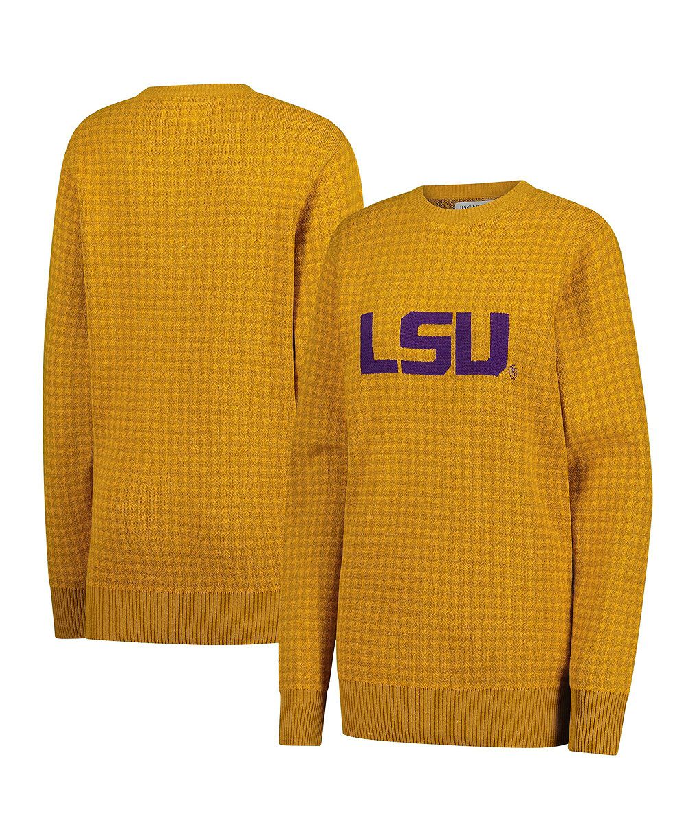 Свитер Uscape Apparel Men's and Women's Gold LSU Tigers Renew Knit Vintage Houndstooth