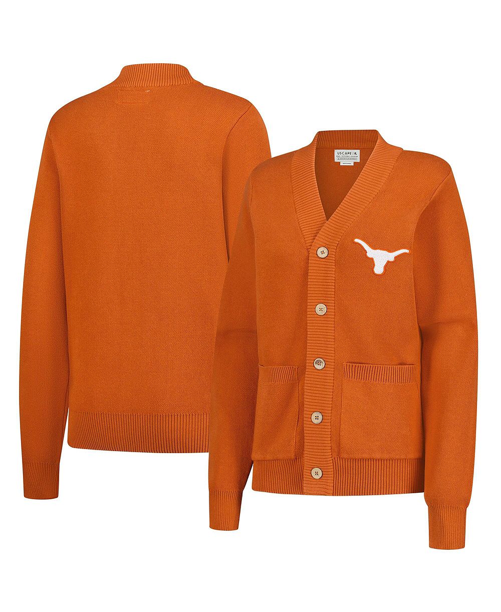 Кардиган Uscape Apparel Men's and Women's Texas Orange Texas Longhorns с нашивкой из шенилла